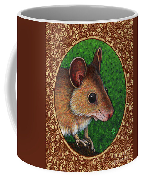 Animal Portrait Coffee Mug featuring the painting Deer Mouse Portrait - Brown Border by Amy E Fraser