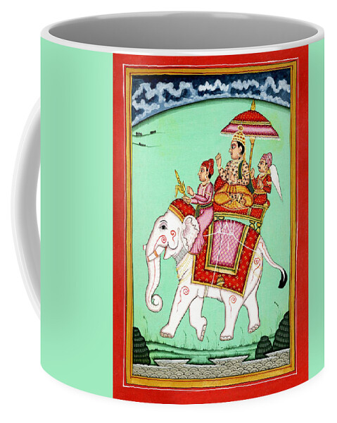 India Coffee Mug featuring the painting Deity Indra mounted on Airavata by Unknown