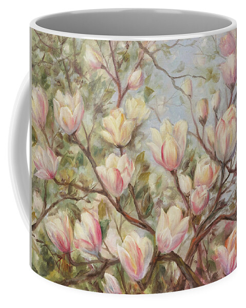 Tulip Tree Coffee Mug featuring the painting Delicate tulip tree by Lynne Pittard