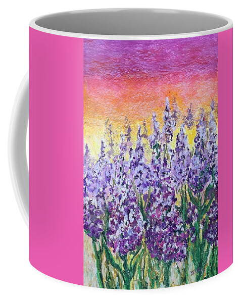 Flowers Coffee Mug featuring the painting Delphiniums by Norma Duch