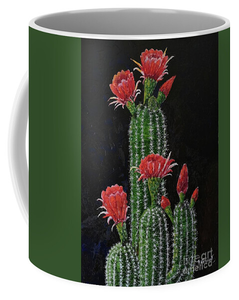 Cactus Coffee Mug featuring the painting Desert Bloom 2 by Maria Karlosak