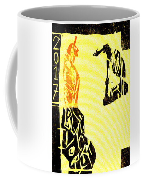 Desert Coffee Mug featuring the digital art Desert Greyhound Black Ivory Woodcut Poster 6 by Edgeworth Johnstone