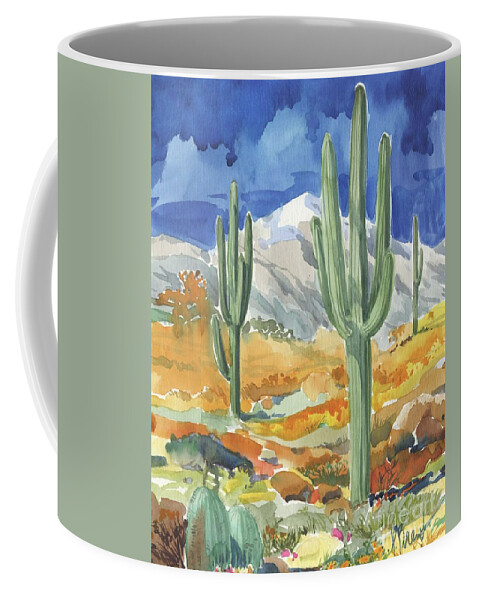 Desert Coffee Mug featuring the painting Desert Landscape II by Paul Brent