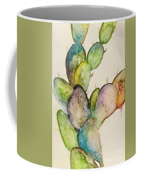Cactus Coffee Mug featuring the painting Desert Teal by Sherry Harradence
