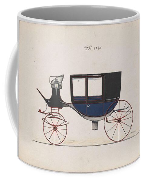 Car Coffee Mug featuring the painting Design for Glass Panel Coach, no. 3133 1875 by MotionAge Designs