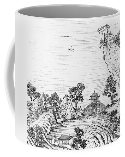 Chinese Garden Coffee Mug featuring the drawing Detail Of The Gardens Of The Chinese Emperor by French School