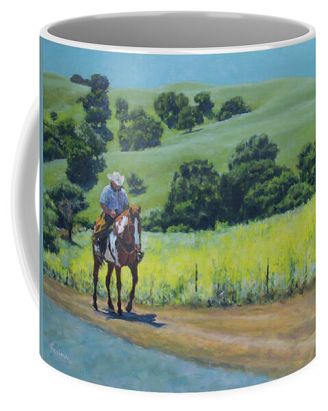 Cowboy Coffee Mug featuring the painting Diablo Cowboy NO. 2 by Kerima Swain
