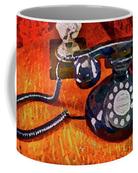 Antique Black Dial Telephone Coffee Mug featuring the painting Dial up Telephone by Joan Reese