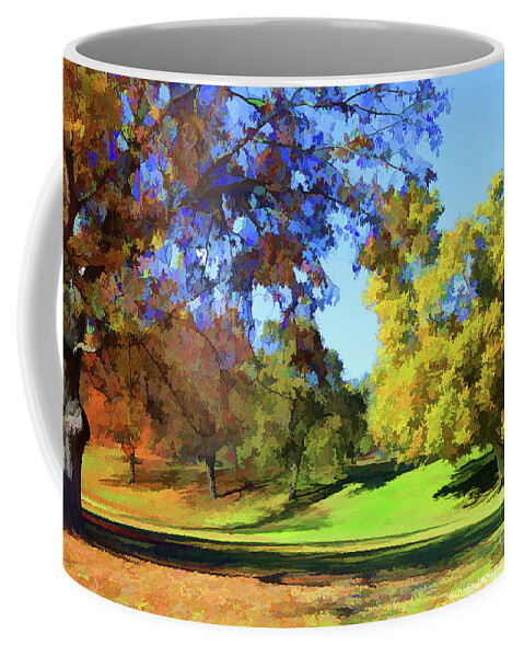 Autumn Coffee Mug featuring the photograph Digital Art Fall Colors Park by Chuck Kuhn