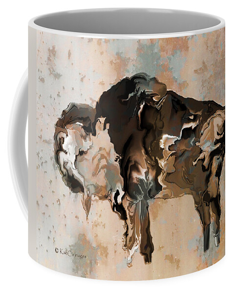 Bison Coffee Mug featuring the digital art Montana Bison 6D by Kae Cheatham