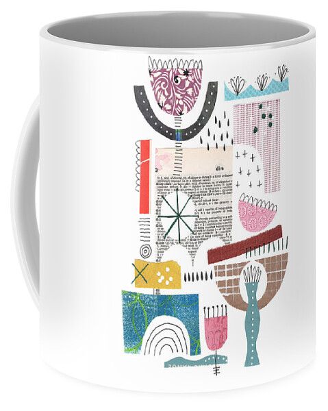 Collage Coffee Mug featuring the mixed media Dim to Three by Lucie Duclos