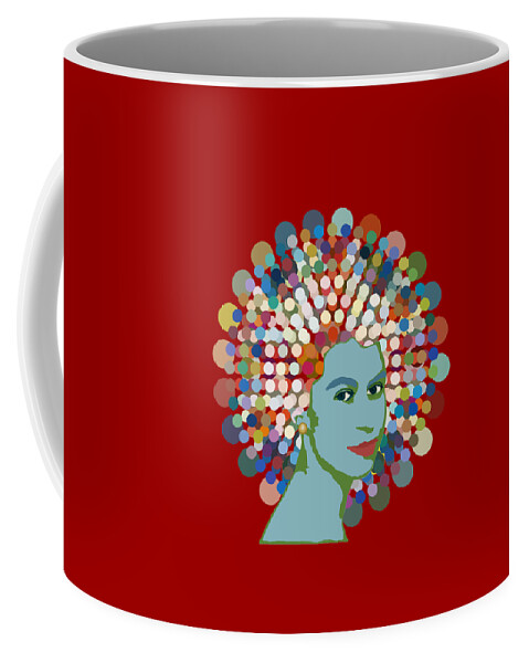 Dotty Coffee Mug featuring the mixed media Disco Queen RED by Big Fat Arts