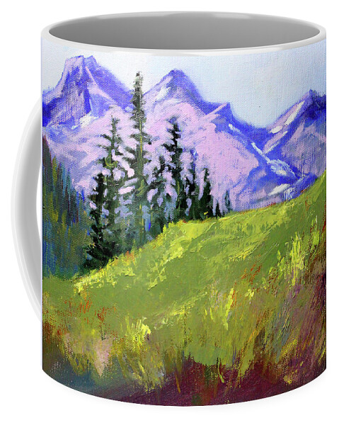 Mountain Painting Coffee Mug featuring the painting Distant Peaks by Nancy Merkle