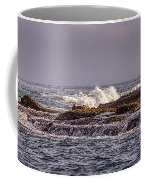 Ocean Coffee Mug featuring the photograph Distant Splashes by Aaron Burrows