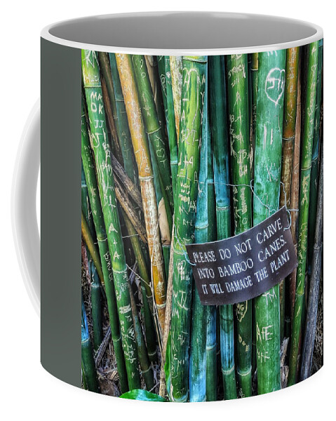 Bamboo Coffee Mug featuring the photograph Do Not Carve by Portia Olaughlin