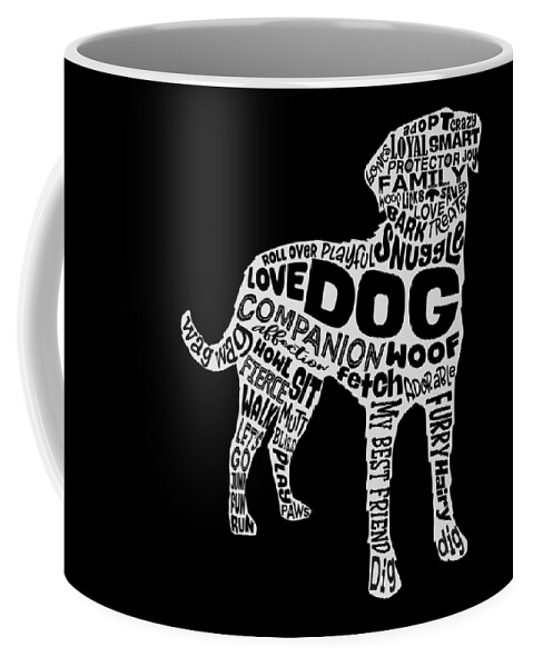 Dog Coffee Mug featuring the digital art Dog Silhouette Word Cloud by Laura Ostrowski