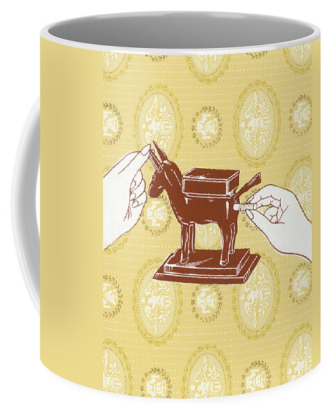Animal Coffee Mug featuring the drawing Donkey contraption by CSA Images