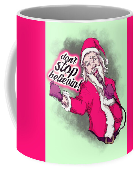 Santa Coffee Mug featuring the drawing Don't Stop Believing by Ludwig Van Bacon