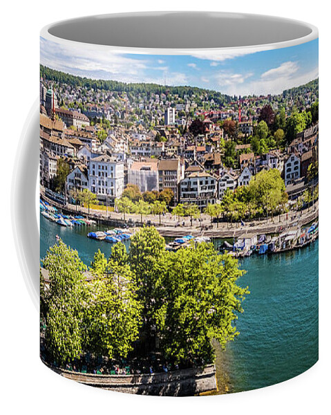 Zurich Coffee Mug featuring the photograph Downtown Zurich, along the Limmat, Switzerland by Lyl Dil Creations