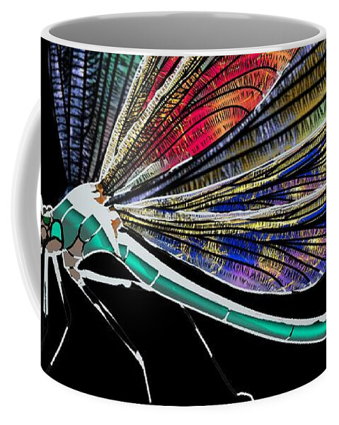 Dragonfly Coffee Mug featuring the drawing DragonFly Multi Wing by Joan Stratton
