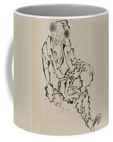 18th Century Coffee Mug featuring the drawing Drawing Of A Man Seated With Left Leg Resting Over Right Knee by Katsushika Hokusai
