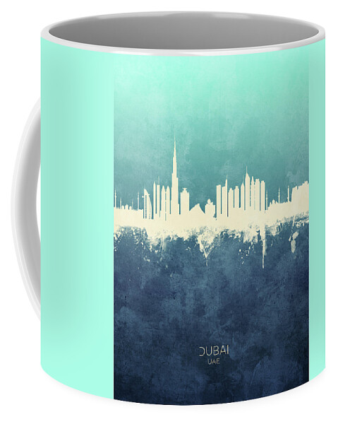 Dubai Coffee Mug featuring the digital art Dubai UAE Skyline by Michael Tompsett