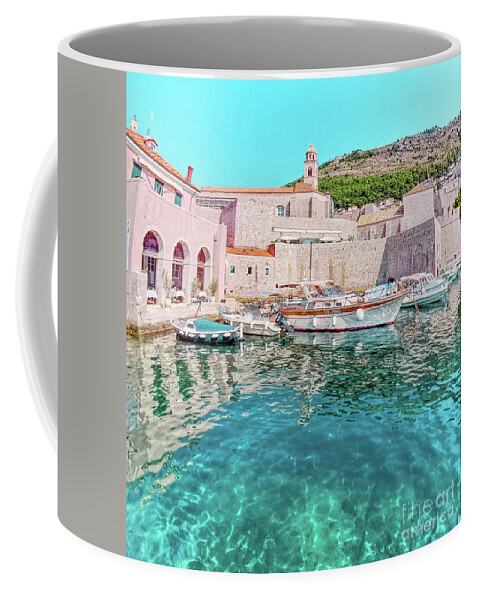 Croatia Coffee Mug featuring the photograph Dubrovnik Port by Lidija Ivanek - SiLa