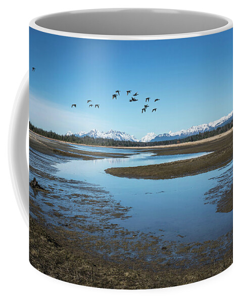  Coffee Mug featuring the photograph Ducks near the Salmon River by Michele Cornelius