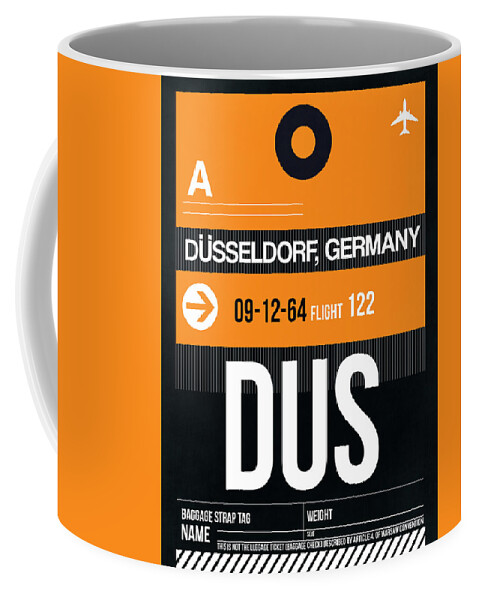  Coffee Mug featuring the digital art DUS Dusseldorf Luggage Tag II by Naxart Studio