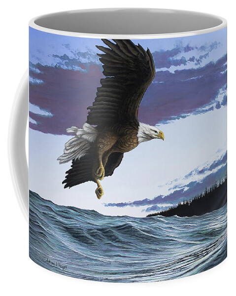 Landscape Coffee Mug featuring the painting Eagle in Flight by Anthony J Padgett