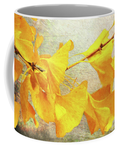 Photography Coffee Mug featuring the digital art Early Autumn Ginkgo Leaves by Terry Davis