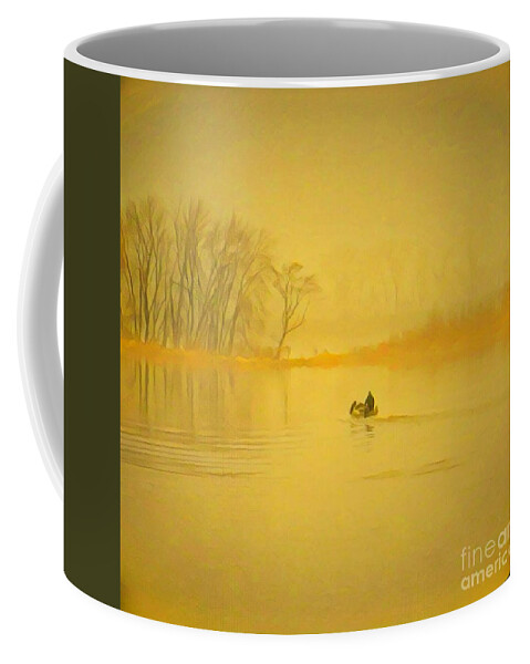 Mississippi River Coffee Mug featuring the painting Early Morning Fisherman by Marilyn Smith