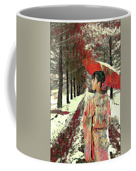 First Snow Coffee Mug featuring the digital art Early Snow by Alex Mir