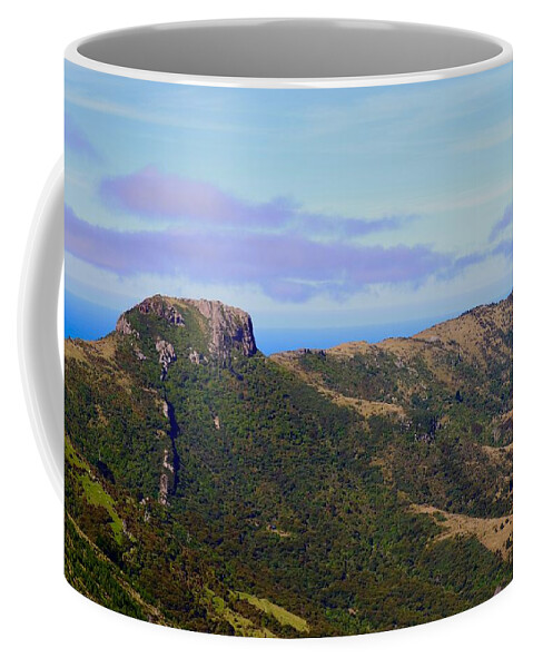  Akaroa Coffee Mug featuring the photograph Akaroa Caldera Overlooking the South Pacific, New Zealand by Sarah Lilja
