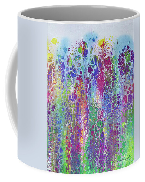 Poured Acrylics Coffee Mug featuring the painting Easter Garden by Lucy Arnold