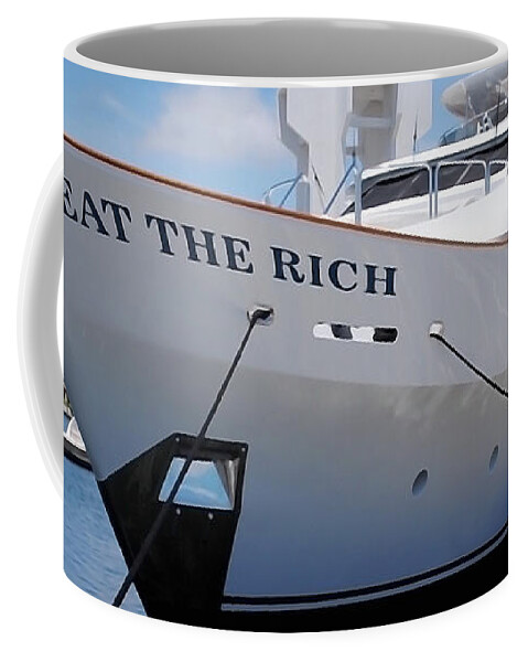 Eat The Rich Coffee Mug featuring the photograph Eat the Rich Yacht by Susan Maxwell Schmidt