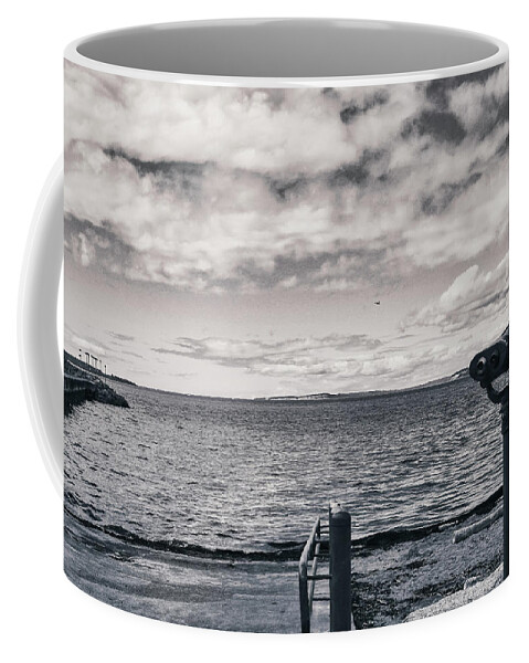 Black And White Coffee Mug featuring the photograph Edmonds Beach in Black and White by Anamar Pictures