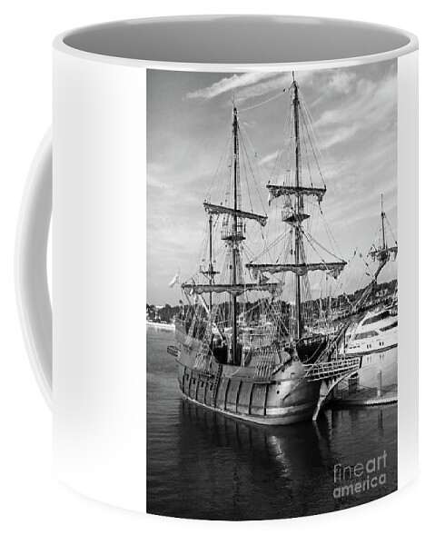 El Galeon Coffee Mug featuring the photograph El Galeon Reflection Black and White by D Hackett