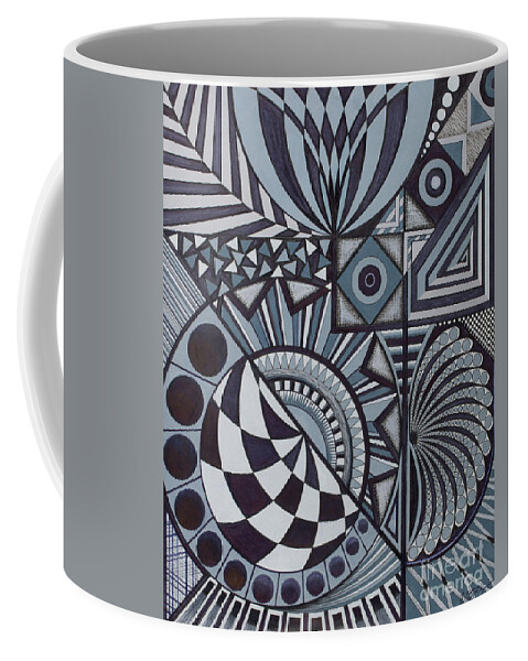 Monochromatic Coffee Mug featuring the drawing Elora Dreams by Scott Brennan