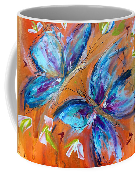 Butterflies Coffee Mug featuring the painting Elusive Butterflies by Bonny Butler