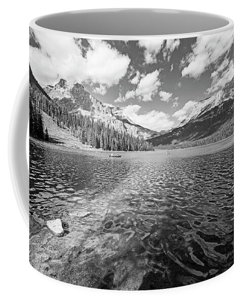 Yoho Coffee Mug featuring the photograph Emerald Lake Blue Water Yoho National Park Banff British Columbia Black and White by Toby McGuire