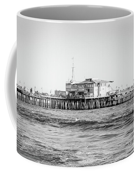 America Coffee Mug featuring the photograph End of Santa Monica Pier Black and White Photo by Paul Velgos