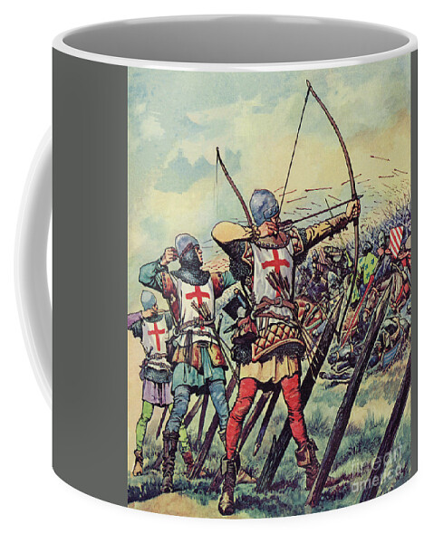 Arrow Coffee Mug featuring the painting English bowmen at The Battle Of Crecy by Peter Jackson