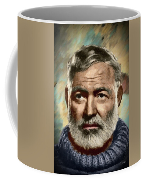 Portrait Coffee Mug featuring the painting Ernest Hemingway - DWP1200534 by Dean Wittle