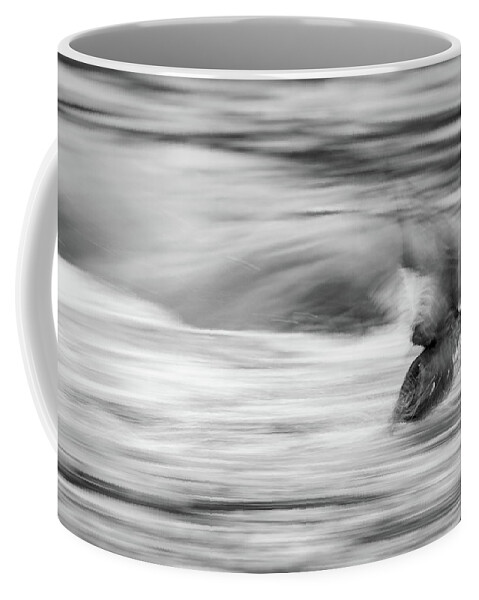 Bucephala Clangula Coffee Mug featuring the photograph Escape in bw. Common goldeneye by Jouko Lehto