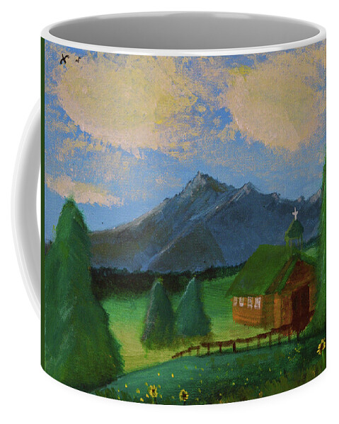 Wyoming Coffee Mug featuring the painting Esterbrook Chapel, Wyoming by Chance Kafka
