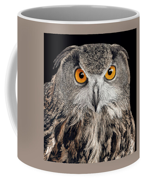 Owl Coffee Mug featuring the drawing Eurasian Eagle Owl by Ann Ranlett