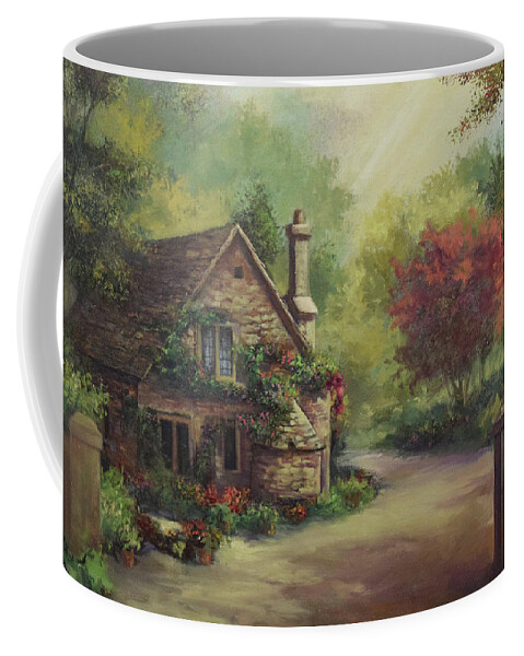 European Cottage Coffee Mug featuring the painting European Cottage I by Lynne Pittard