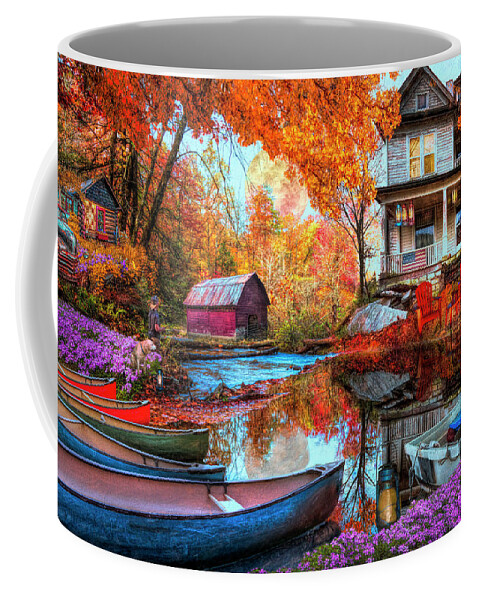 Barn Coffee Mug featuring the photograph Evening Colors in the Mountains Painting by Debra and Dave Vanderlaan