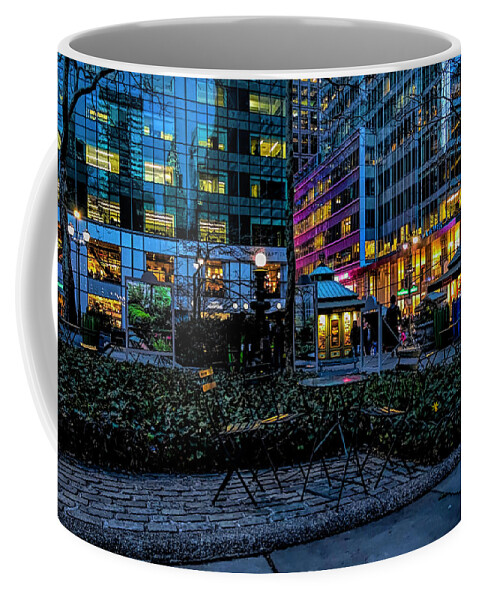 Bryant Park Coffee Mug featuring the photograph Evening in Bryant Park by Alison Frank
